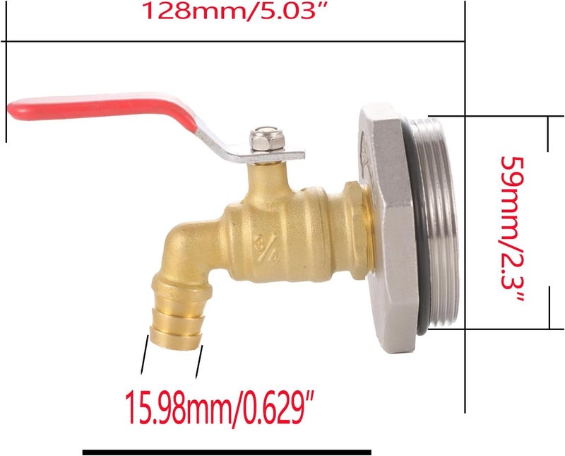 CbeeSo 2" Drum Faucet for 55 Gallon Drum,3/4 inch Brass Rain Barrel Spigot with EPDM Gasket - Image 4
